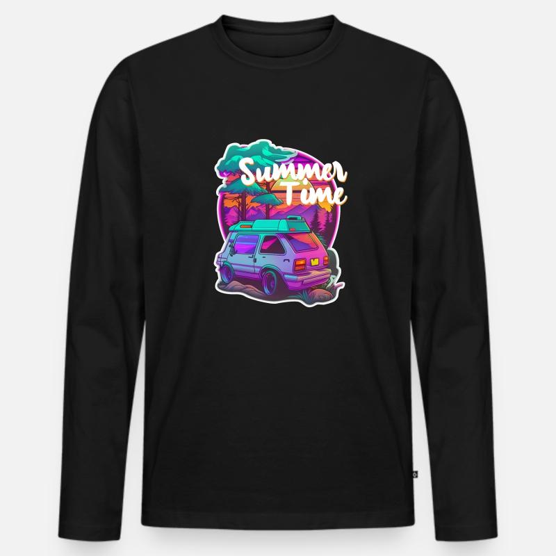Sommerzeit - - Urlaub - Männer Premium Bio Langarmshirt - Schwarz