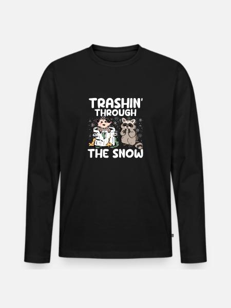Trashin Through The Snow Garbage Gang Opossum - Premium økologisk langermet T-skjorte for menn - svart