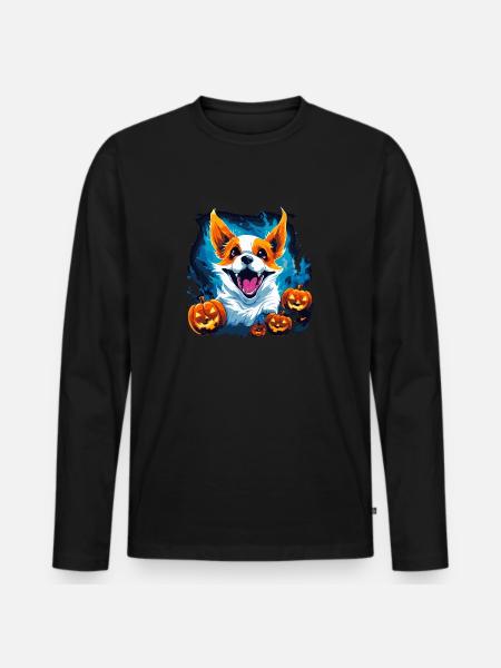 Corgi halloween ghost - Men's Premium Organic Long Sleeve Shirt - black