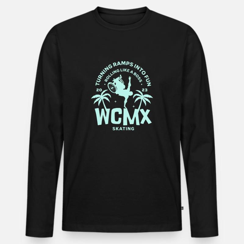 WCMX Rollstuhl Skater - Männer Premium Bio Langarmshirt - Schwarz