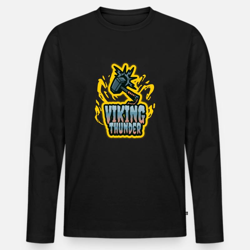 Viking Thunder Spielstil - Männer Premium Bio Langarmshirt - Schwarz