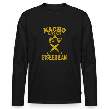 Lustiges Angeln Fischer Nacho Durchschnitt - Männer Premium Bio Langarmshirt - Schwarz - Vorne - Nico (187cm)