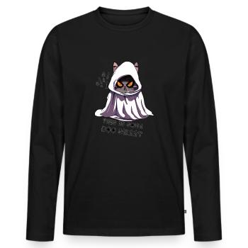 Ceci est un fantôme de chat boo sheet - T-shirt manches longues Premium bio Homme - noir - Devant - Nico (187cm)