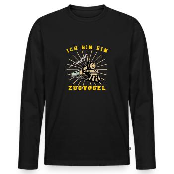 Eisenbahnen sind meine Leidenschaft - Männer Premium Bio Langarmshirt - Schwarz - Vorne - Nico (187cm)