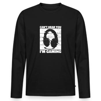 Can't Hear You In Gaming - Cool Gaming Design - Men's Premium Organic Long Sleeve Shirt - black - Front - Nico (187cm)