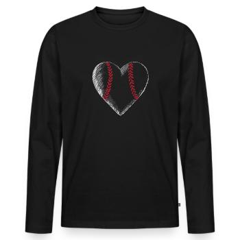 Coeur de baseball Saint-Valentin drôle Couple assorti - T-shirt manches longues Premium bio Homme - noir - Devant - Nico (187cm)