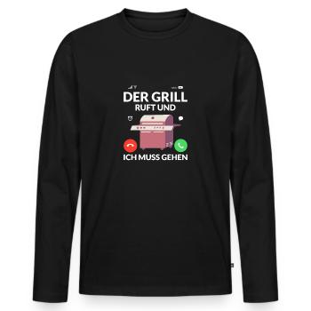 Der Grill ruft und ich muss gehen BBQ Griller Gril - Männer Premium Bio Langarmshirt - Schwarz - Vorne - Nico (187cm)
