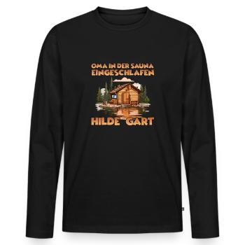 Geschenk für Sauna Liebhaber und Wellness Fans - Männer Premium Bio Langarmshirt - Schwarz - Vorne - Nico (187cm)