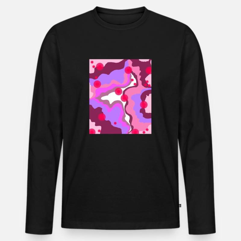 Retro-Druck - Männer Premium Bio Langarmshirt - Schwarz
