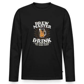 Maître brasseur buvez tout ce que vous voulez brasseur de bière artisanale Ho - T-shirt manches longues Premium bio Homme - noir - Devant - Nico (187cm)