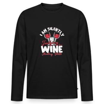 Je suis en train de juger silencieusement vos compétences en vinification Vin - T-shirt manches longues Premium bio Homme - noir - Devant - Nico (187cm)