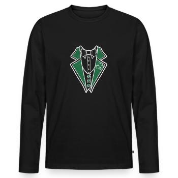 Irischer Smoking Lustige St. Patricks Day Blatt - Männer Premium Bio Langarmshirt - Schwarz - Vorne - Nico (187cm)