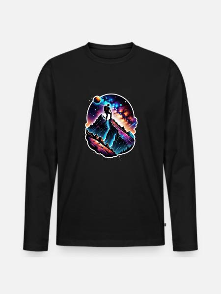 Climbing - Moon - Space - Men's Premium Organic Long Sleeve Shirt - black