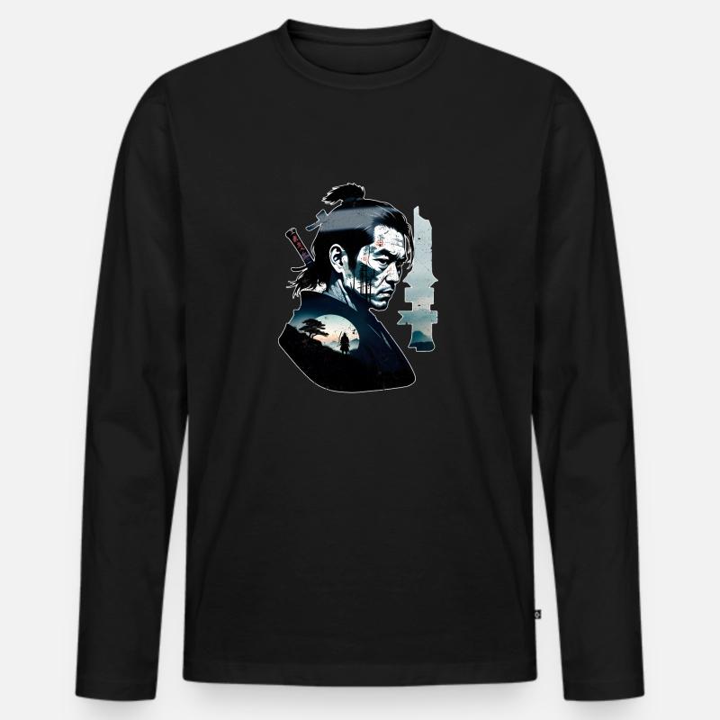 Samurai-Krieger - Japan - Dämon - Männer Premium Bio Langarmshirt - Schwarz