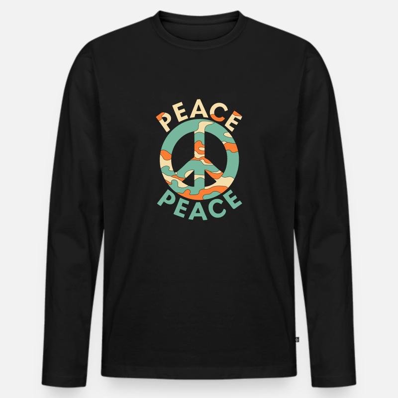 FRIEDE - Männer Premium Bio Langarmshirt - Schwarz