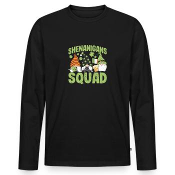 Escouade de manigances Feuille de trèfle porte-bonheur - T-shirt manches longues Premium bio Homme - noir - Devant - Nico (187cm)