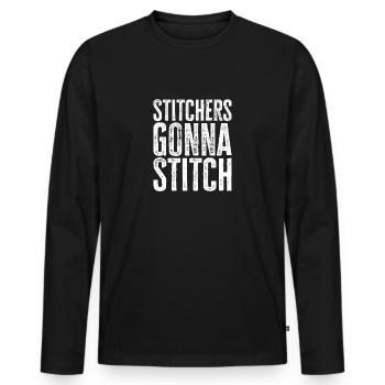 Sticker gehen zum Stitchen - Weihnachts- und Geburtstagsgeschenk - Männer Premium Bio Langarmshirt - Schwarz - Vorne - Nico (187cm)