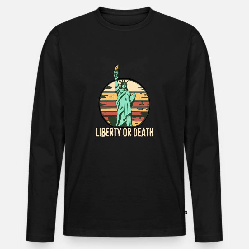 FREIHEIT ODER TOD - Männer Premium Bio Langarmshirt - Schwarz