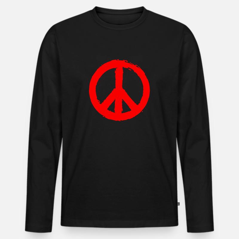 PEACE - Peacesymbol - Friedenszeichen Peacezeichen - Männer Premium Bio Langarmshirt - Schwarz