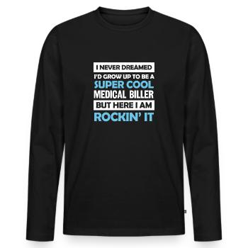 Medizinisches Biller-Hemd Lustiges Geschenk - Männer Premium Bio Langarmshirt - Schwarz - Vorne - Nico (187cm)