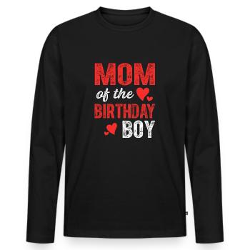 Maman du garçon d’anniversaire Mère du garçon d’anniversaire - T-shirt manches longues Premium bio Homme - noir - Devant - Nico (187cm)