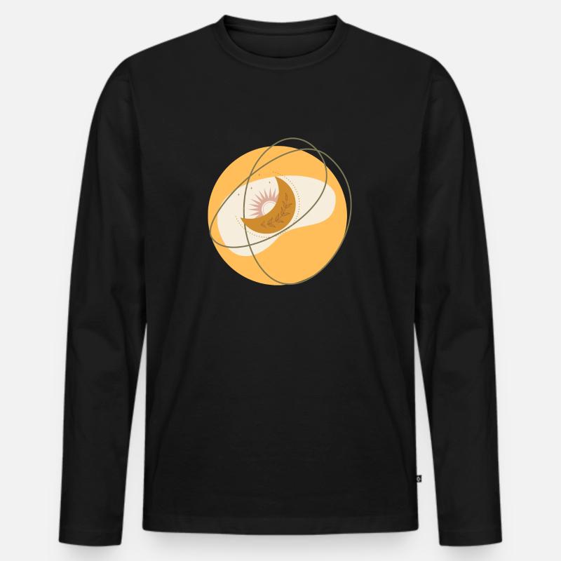Boho Mond - Männer Premium Bio Langarmshirt - Schwarz