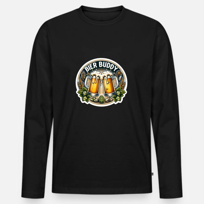 Bier Buddy - Männer Premium Bio Langarmshirt - Schwarz