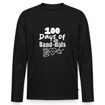 École de sciences infirmières 100 jours de pansements - T-shirt manches longues Premium bio Homme - noir - Devant - Nico (187cm)