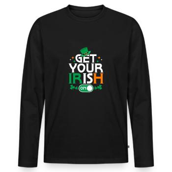 Mettez votre irlandais sur - T-shirt manches longues Premium bio Homme - noir - Devant - Nico (187cm)
