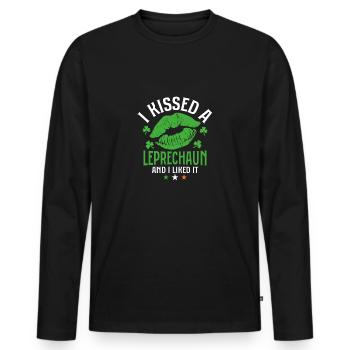 I Kissed A Leprechaun And I Liked It - Männer Premium Bio Langarmshirt - Schwarz - Vorne - Nico (187cm)