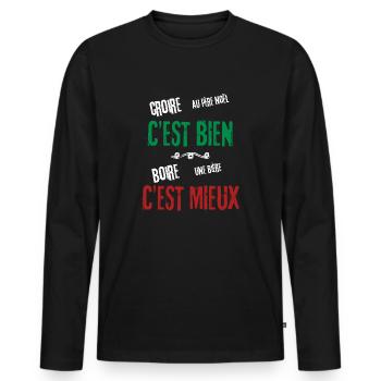Männer, Frauen, Humorvoll, Humorvolles T-Shirt-Geschenk - Männer Premium Bio Langarmshirt - Schwarz - Vorne - Nico (187cm)