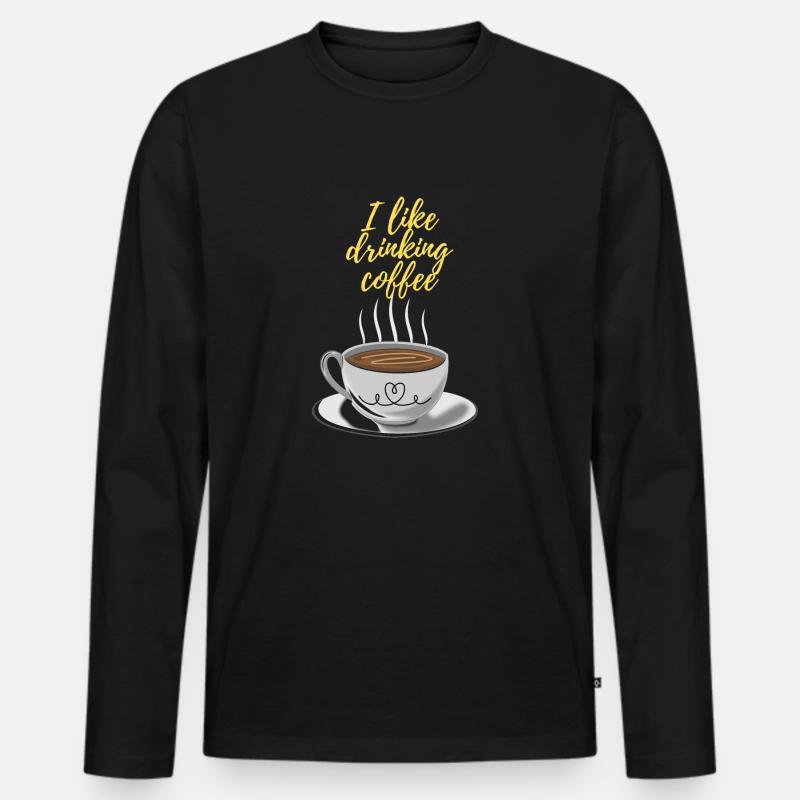 Tasse Kaffee - Männer Premium Bio Langarmshirt - Schwarz