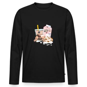 Biscuits et lait - T-shirt manches longues Premium bio Homme - noir - Devant - Nico (187cm)