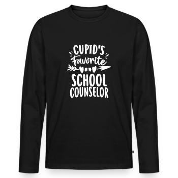 Valentines Day Cupid Favorite School Counselor - Men's Premium Organic Long Sleeve Shirt - black - Front - Nico (187cm)