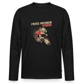 Friss meinen Staub | Radsport Rennrad Shirt - Männer Premium Bio Langarmshirt - Schwarz - Vorne - Nico (187cm)