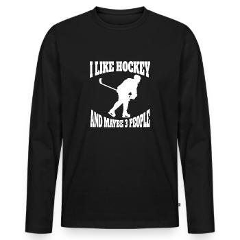 Eishockeyspieler Eishockeyteam Eishockey Hockeyfan - Männer Premium Bio Langarmshirt - Schwarz - Vorne - Nico (187cm)
