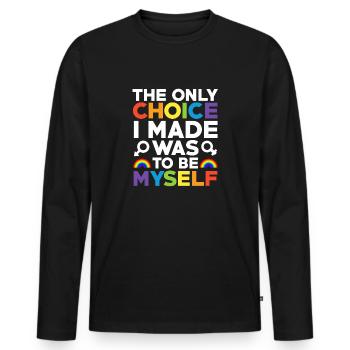 Le seul choix que j’ai fait : le drapeau arc-en-ciel LGBT de la Gay Pride - T-shirt manches longues Premium bio Homme - noir - Devant - Nico (187cm)