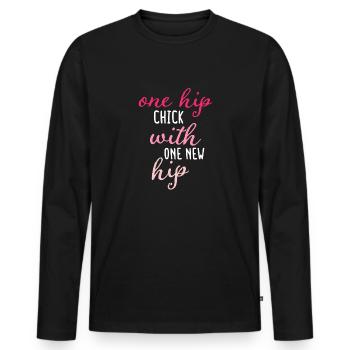 Une nana de hanche avec un nouveau remplacement de hanche - T-shirt manches longues Premium bio Homme - noir - Devant - Nico (187cm)