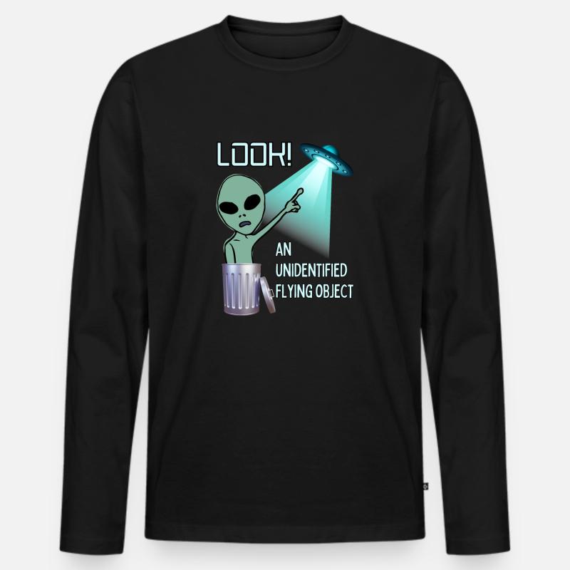 UFO ansehen - Männer Premium Bio Langarmshirt - Schwarz