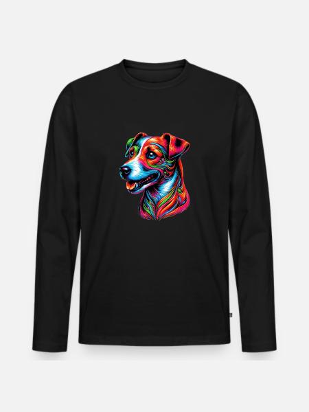 Jack Russell Terrier Dog - Men's Premium Organic Long Sleeve Shirt - black