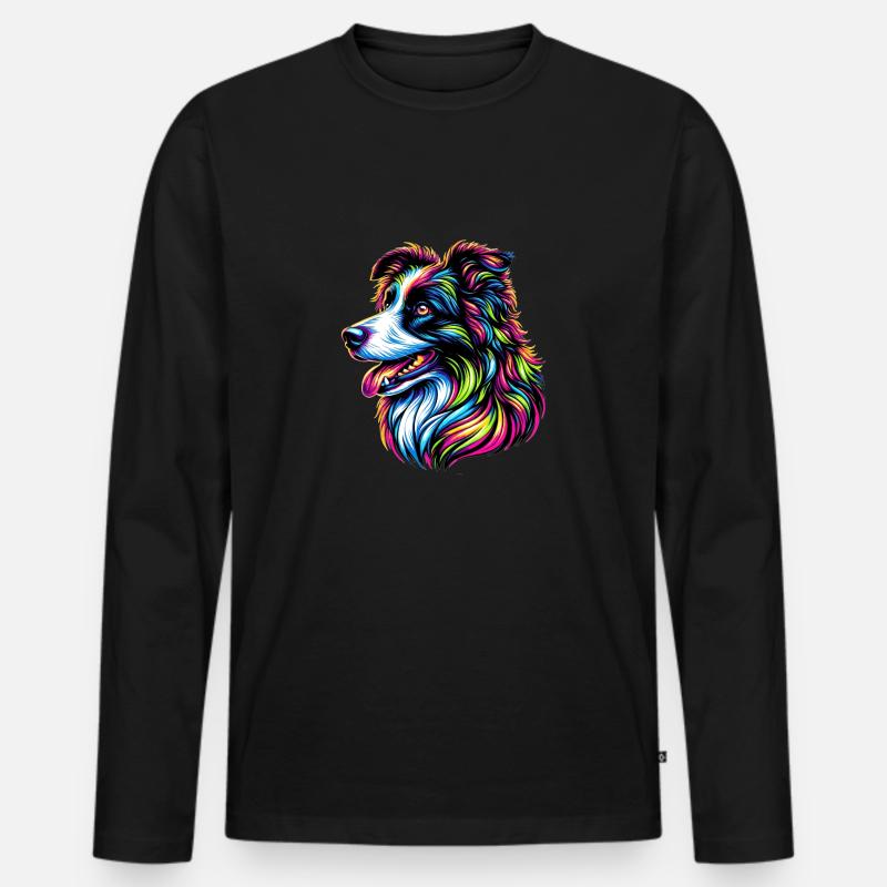 Border Collie Hund - Männer Premium Bio Langarmshirt - Schwarz