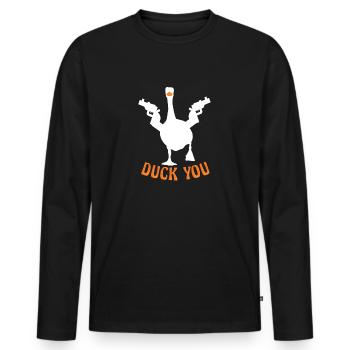 Fuck off very much. Funny Duck - Men's Premium Organic Long Sleeve Shirt - black - Front - Nico (187cm)
