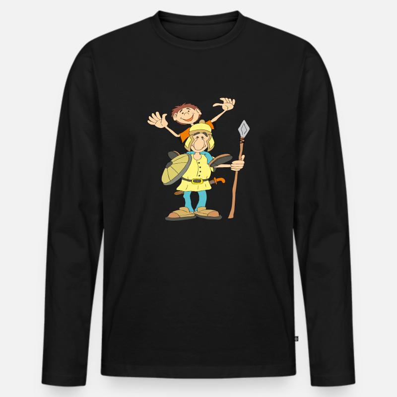 Traditioneller Soldat mit Schild - Männer Premium Bio Langarmshirt - Schwarz