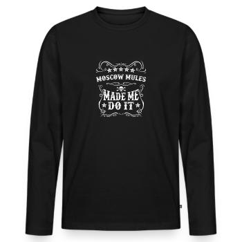 Moscow Mule m’a fait boire de l’alcool sucré jeu de mots - T-shirt manches longues Premium bio Homme - noir - Devant - Nico (187cm)