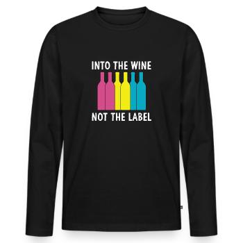 Dans le vin, pas dans l’étiquette, la fierté, la consommation d’alcool LGBTQ - T-shirt manches longues Premium bio Homme - noir - Devant - Nico (187cm)