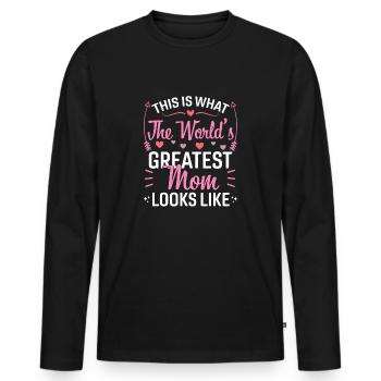 Meilleure maman Meilleure fête des mères - T-shirt manches longues Premium bio Homme - noir - Devant - Nico (187cm)