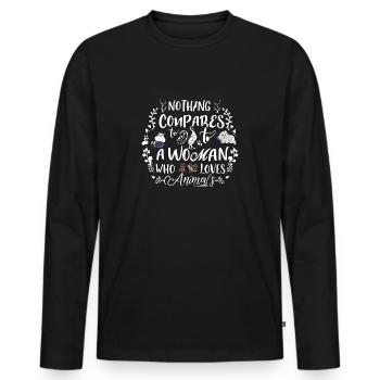 nothing compares to a woman who loves animals - Men's Premium Organic Long Sleeve Shirt - black - Front - Nico (187cm)