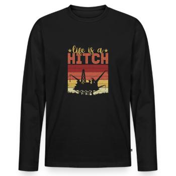 La vie est un travailleur de champ pétrolifère de plate-forme pétrolière d’attelage - T-shirt manches longues Premium bio Homme - noir - Devant - Nico (187cm)