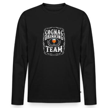 Cognac Drinking Team T-Shirt - Brandy Alcoholic - Männer Premium Bio Langarmshirt - Schwarz - Vorne - Nico (187cm)
