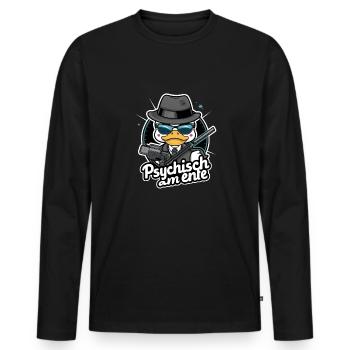 Psychisch am Ente - Männer Premium Bio Langarmshirt - Schwarz - Vorne - Nico (187cm)